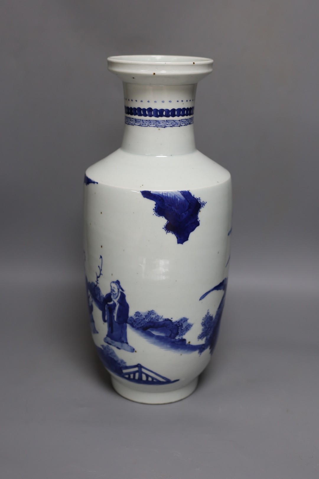 A Chinese blue and white rouleau vase 40cm